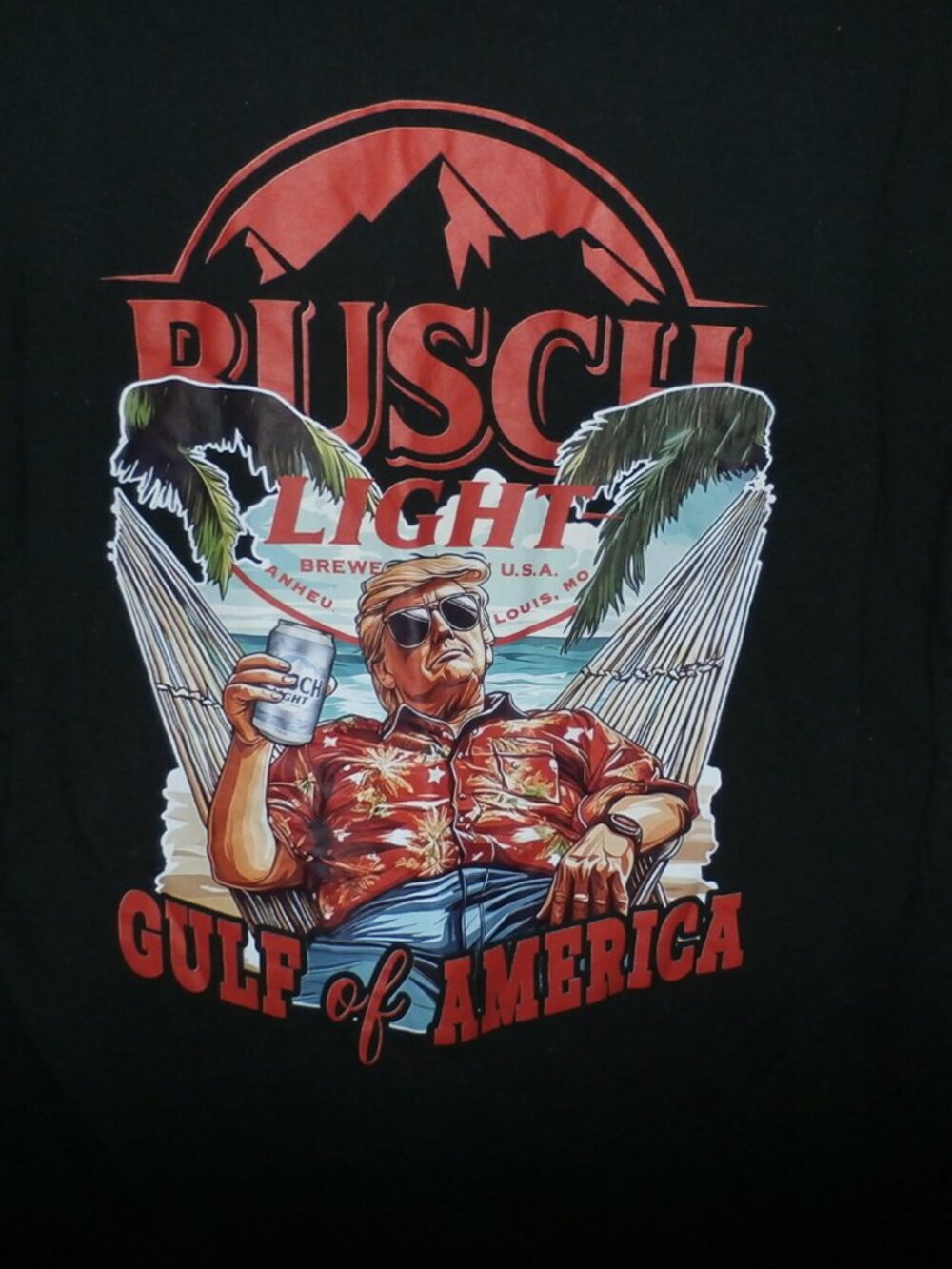 New Busch Light   Gulf of America    Trump Black Tee  Size XL